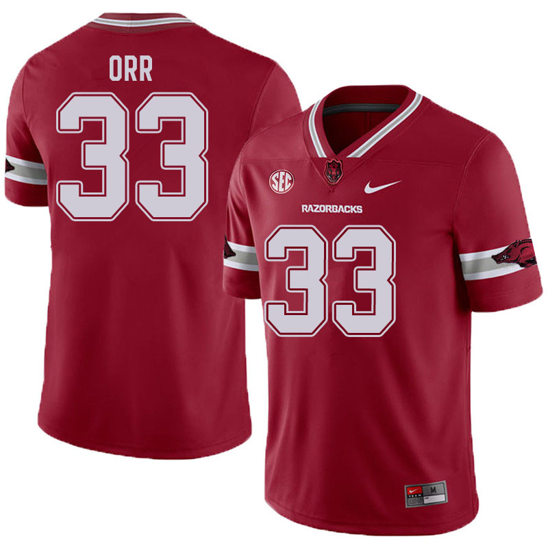 Men #33 Logan Orr Arkansas Razorbacks College Football Jerseys Sale-Alternate